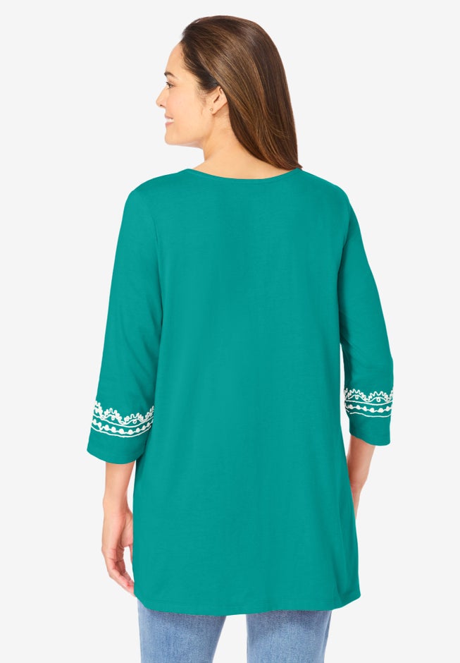 Embroidered Knit Tunic image number 1