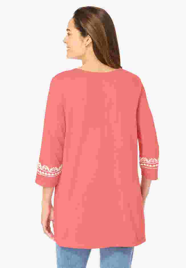 Embroidered Knit Tunic image number 1