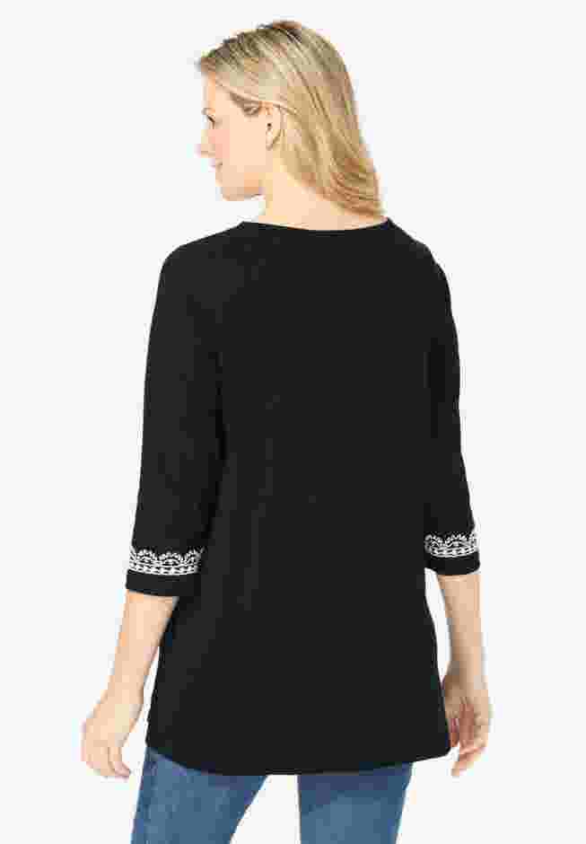 Embroidered Knit Tunic image number 1