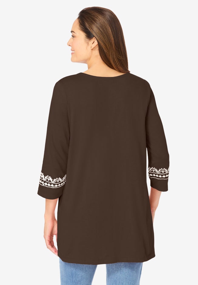 Embroidered Knit Tunic image number 1