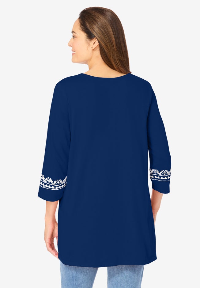 Embroidered Knit Tunic image number 1