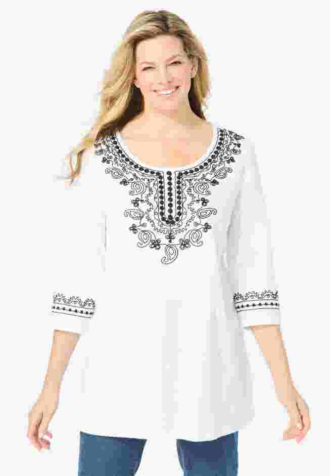 Embroidered Knit Tunic image number 1