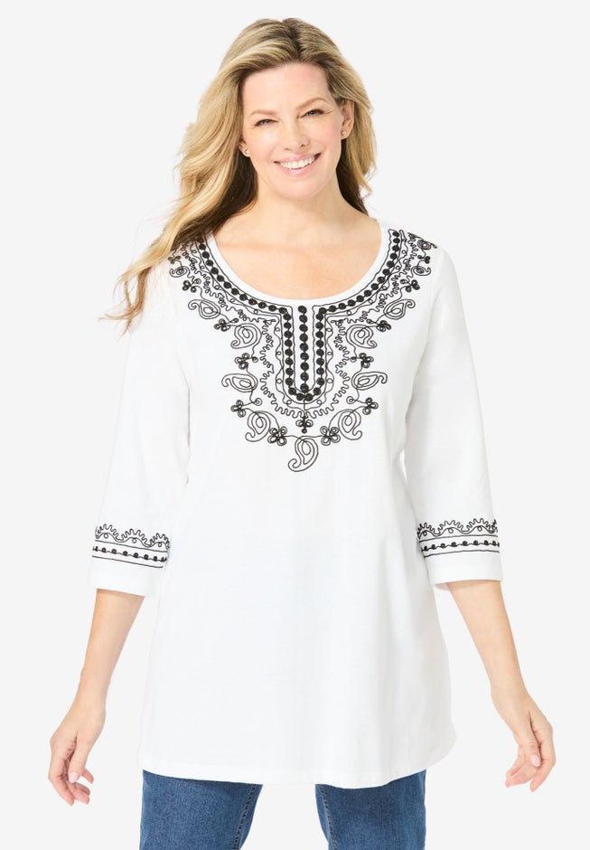 Embroidered Knit Tunic image number 1