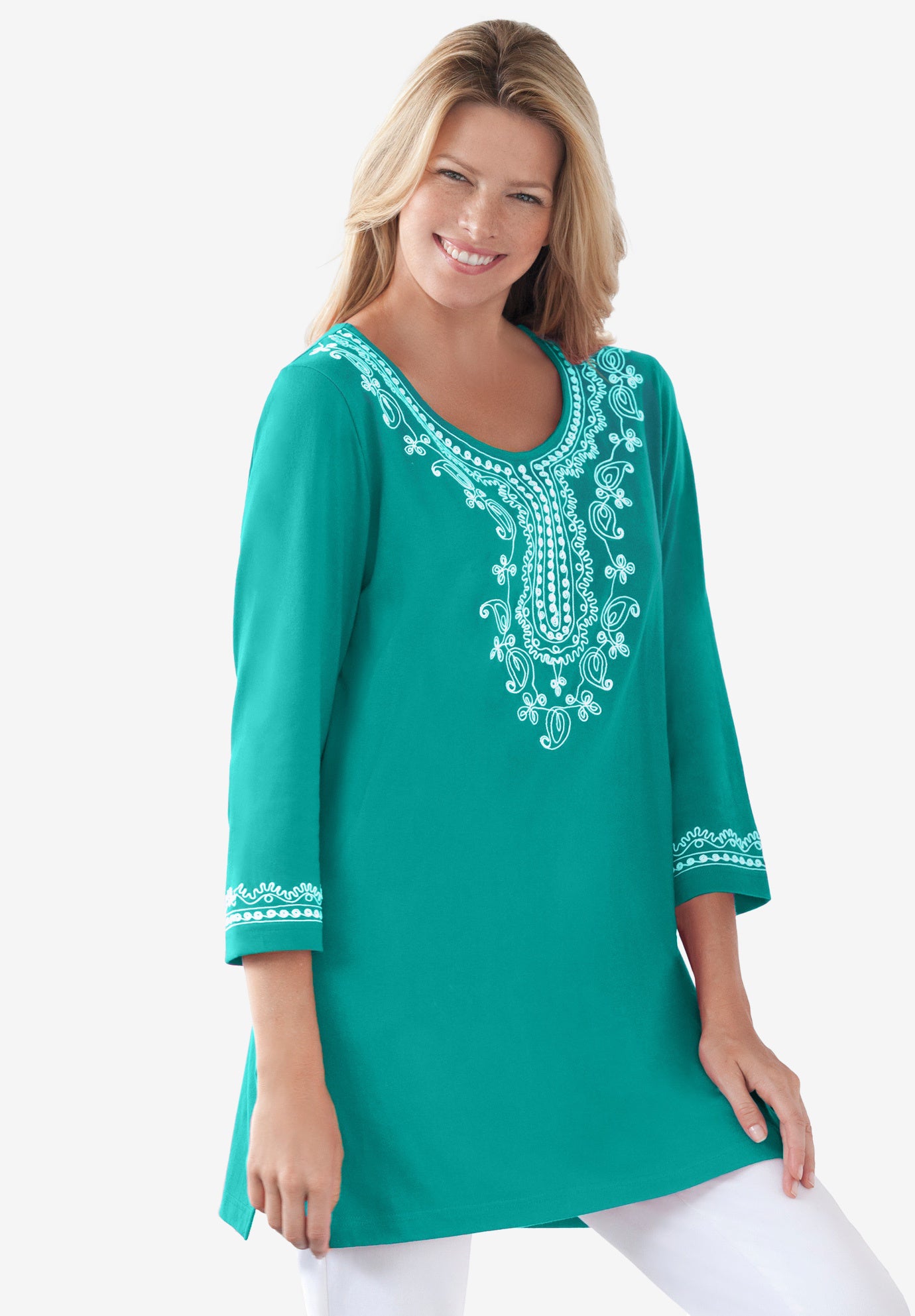 Embroidered Knit Tunic image number 3