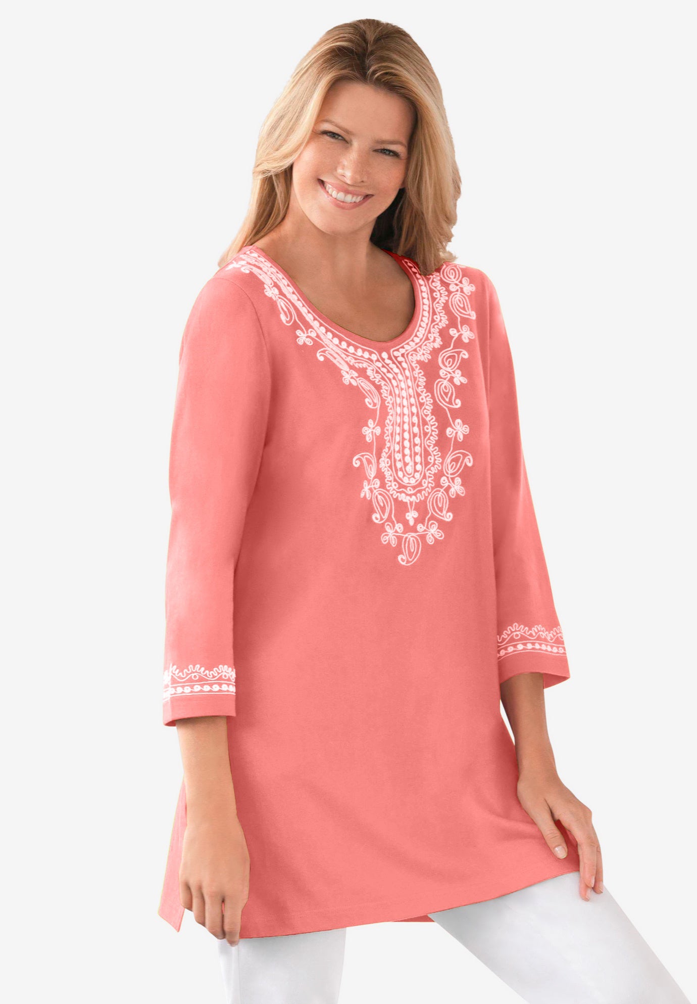 Embroidered Knit Tunic image number 0