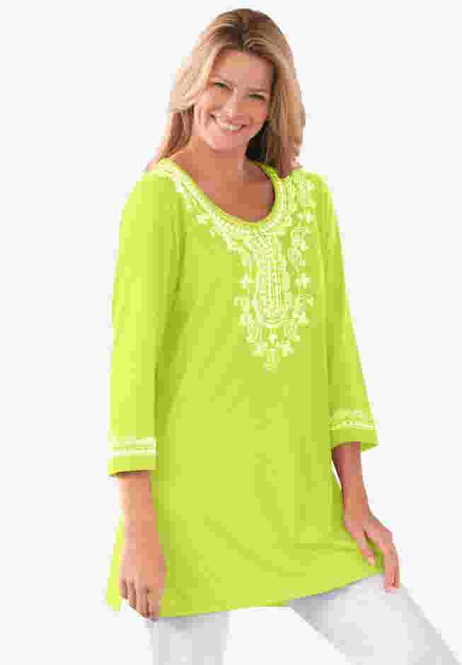 Embroidered Knit Tunic image number 0