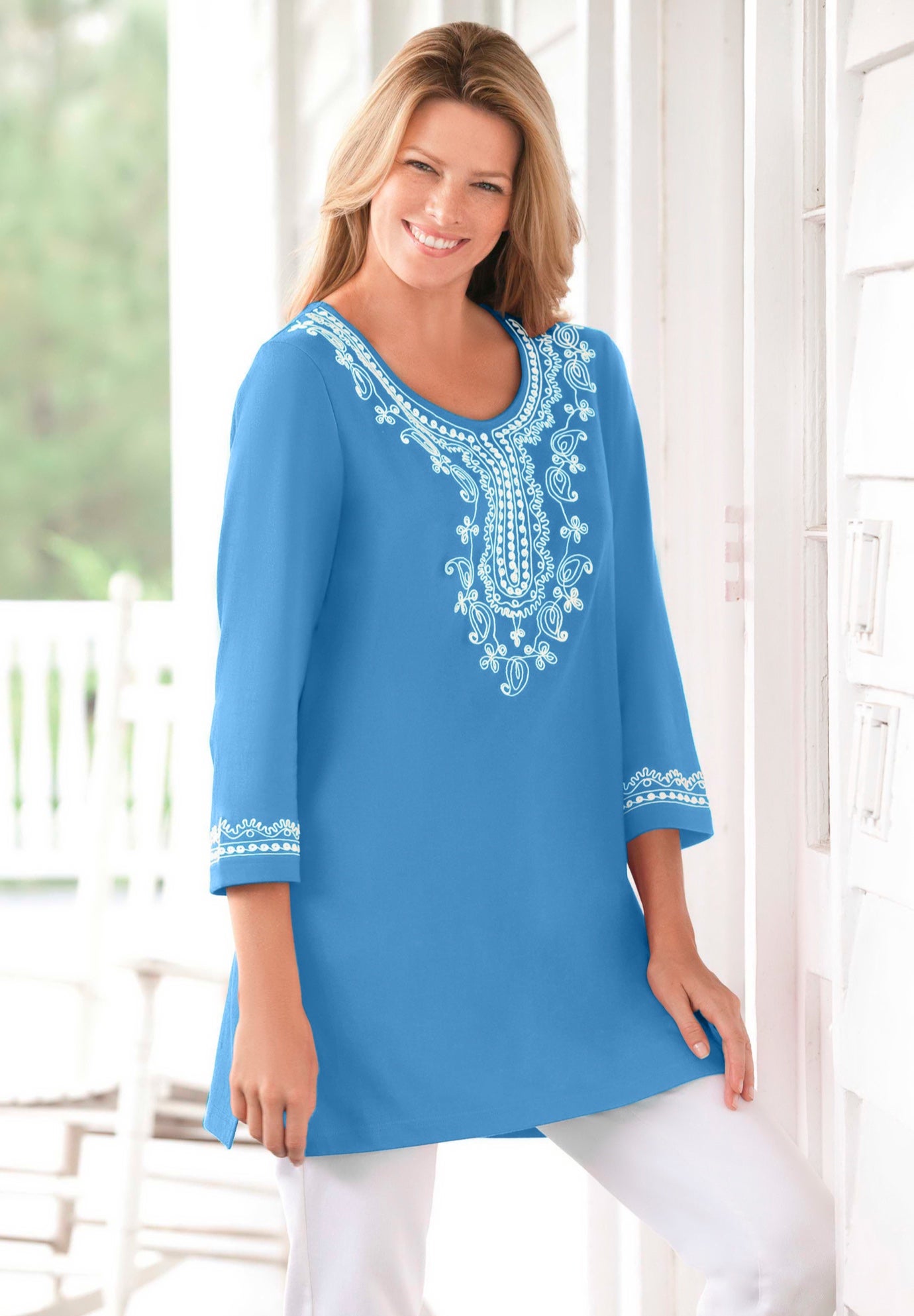 Embroidered Knit Tunic image number 0