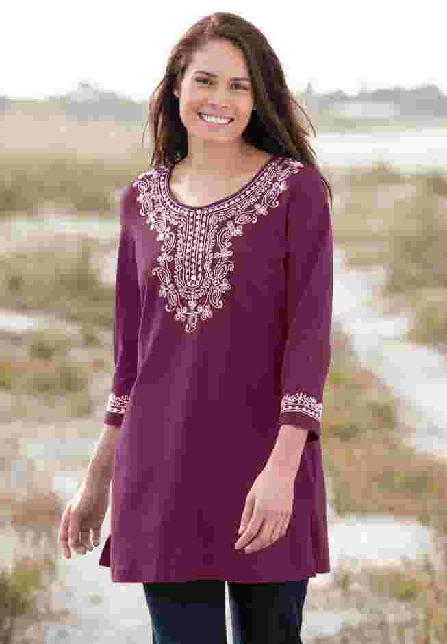 Embroidered Knit Tunic image number 0