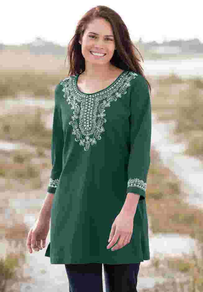 Embroidered Knit Tunic image number 0