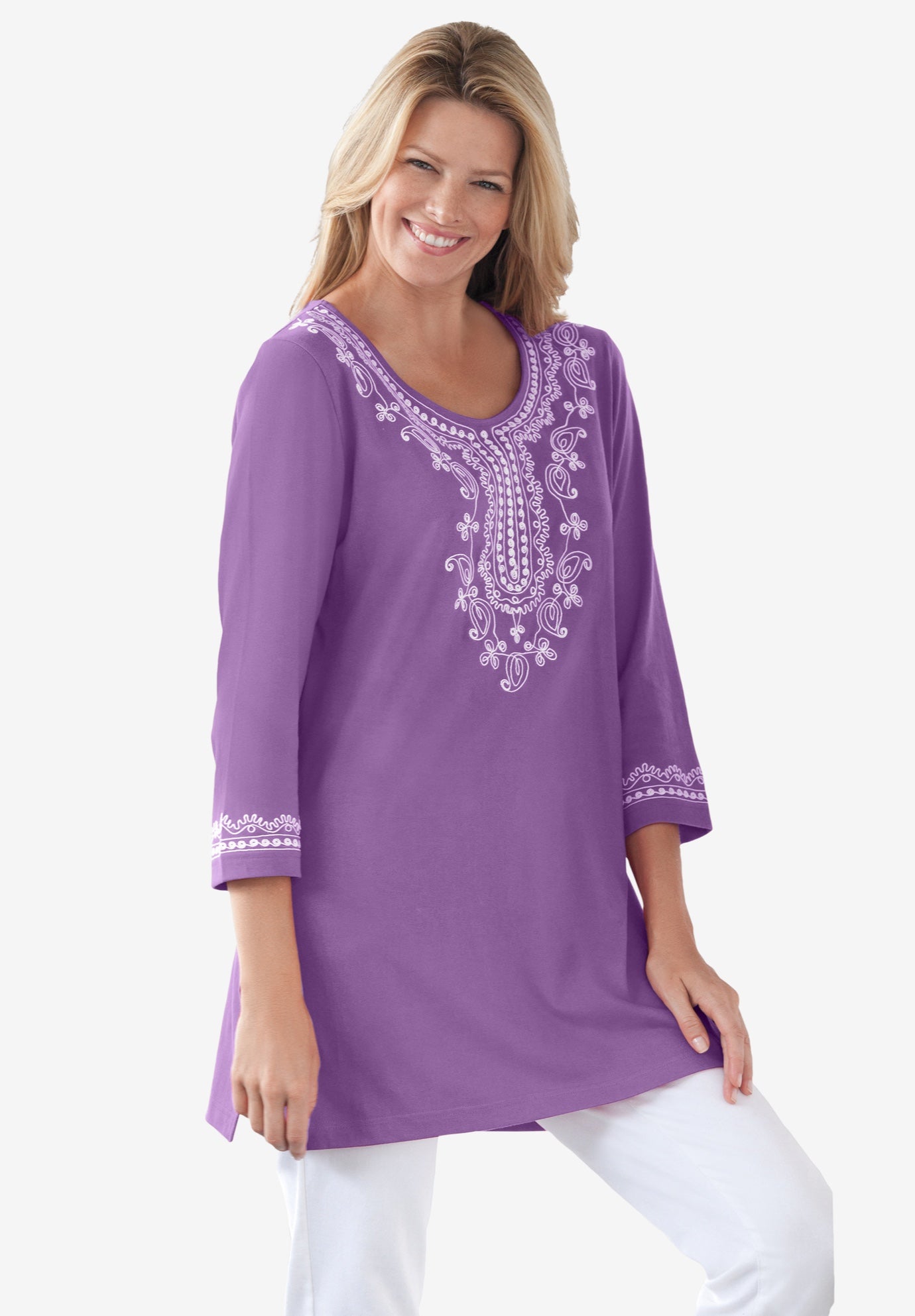 Embroidered Knit Tunic image number 1