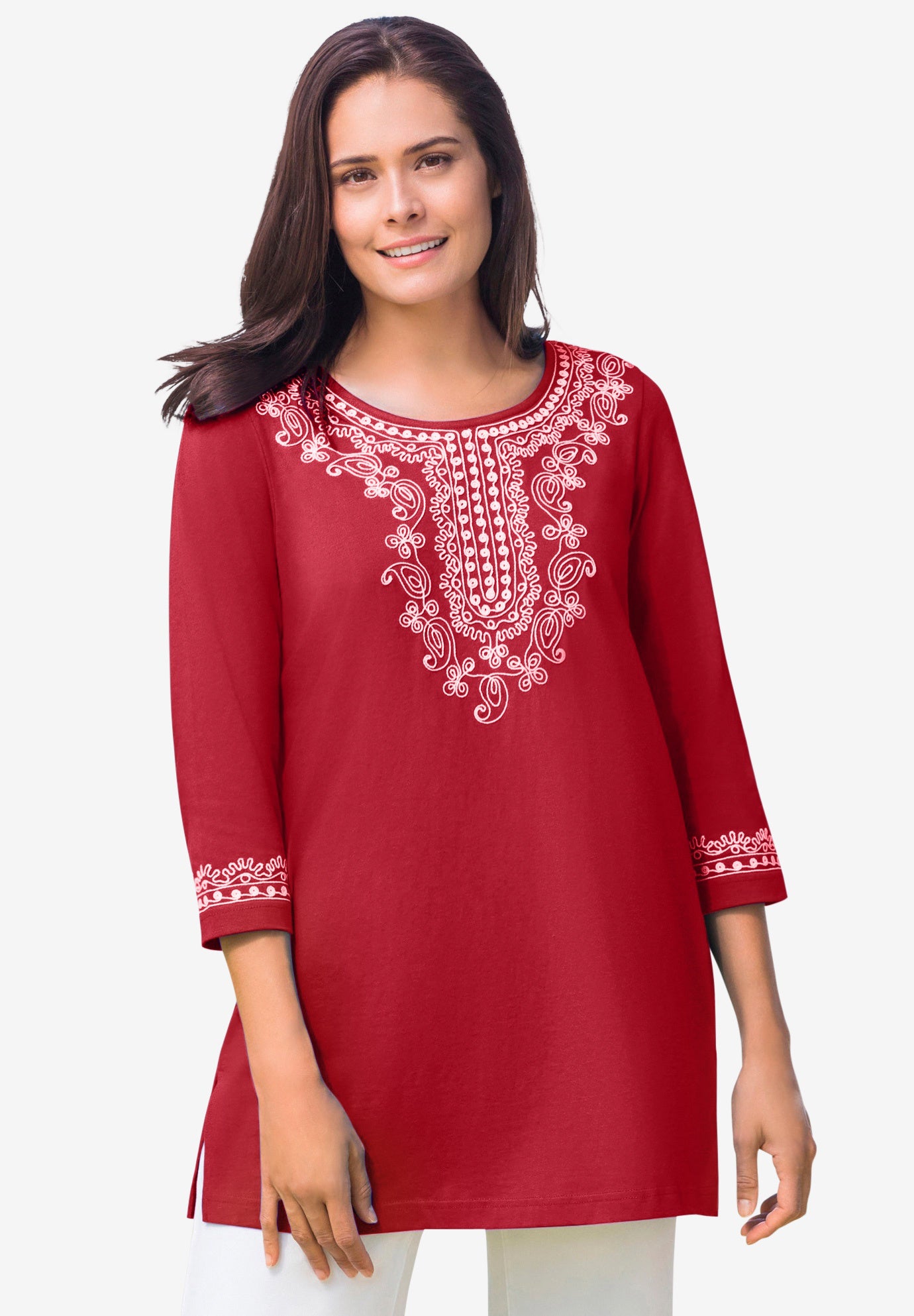Embroidered Knit Tunic image number 0