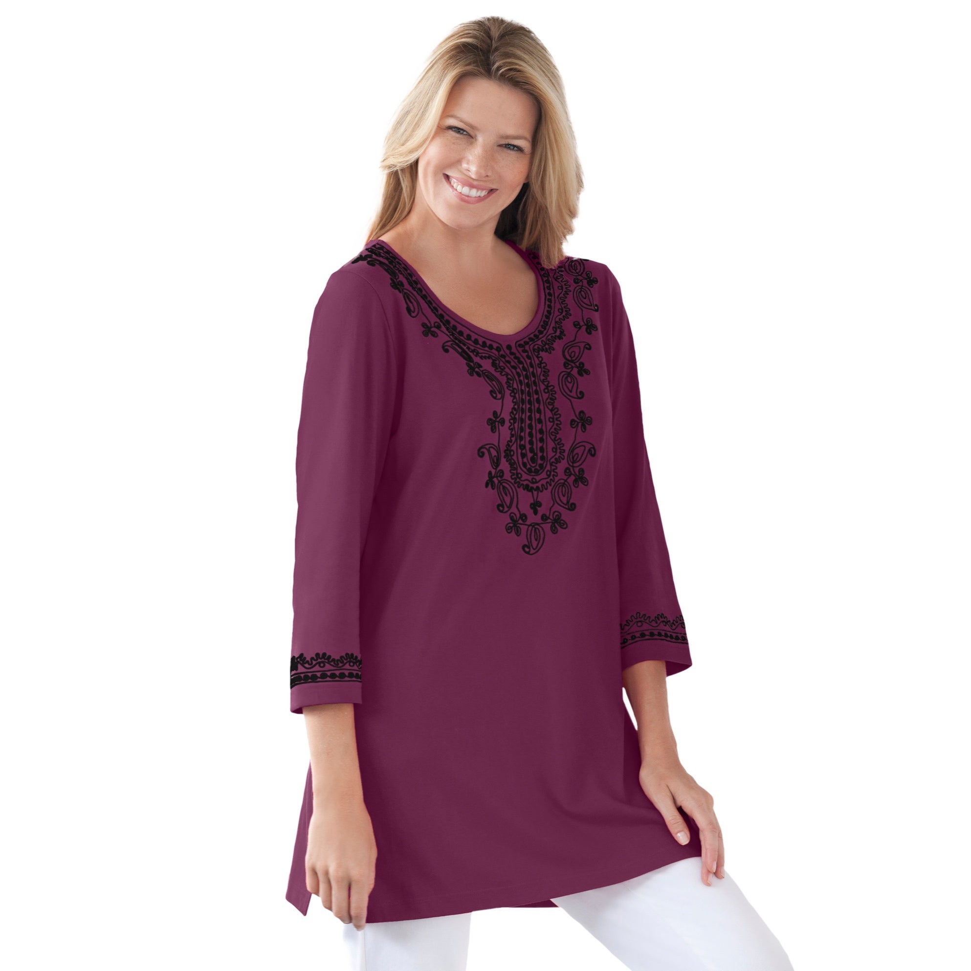 Embroidered Knit Tunic image number 1