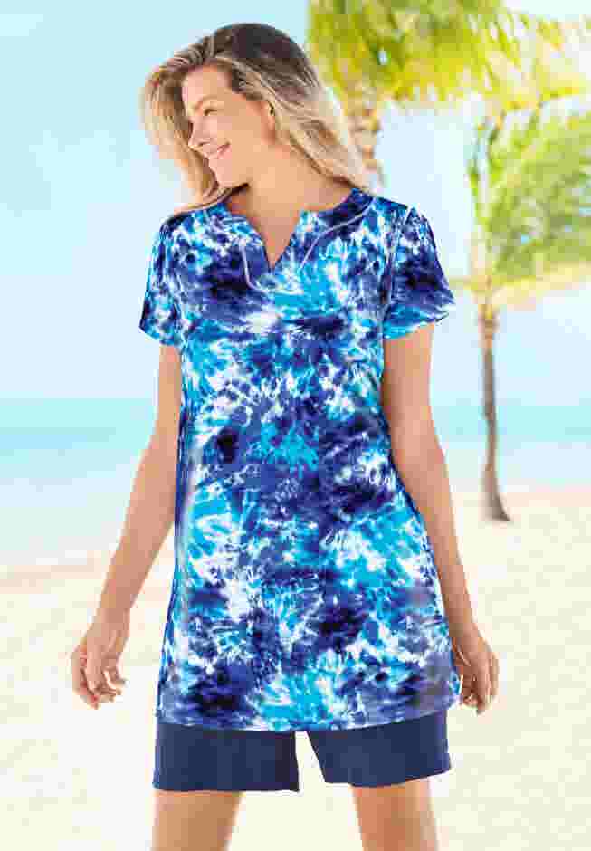 Longer Length Short-Sleeve Swim Tunic image number 1