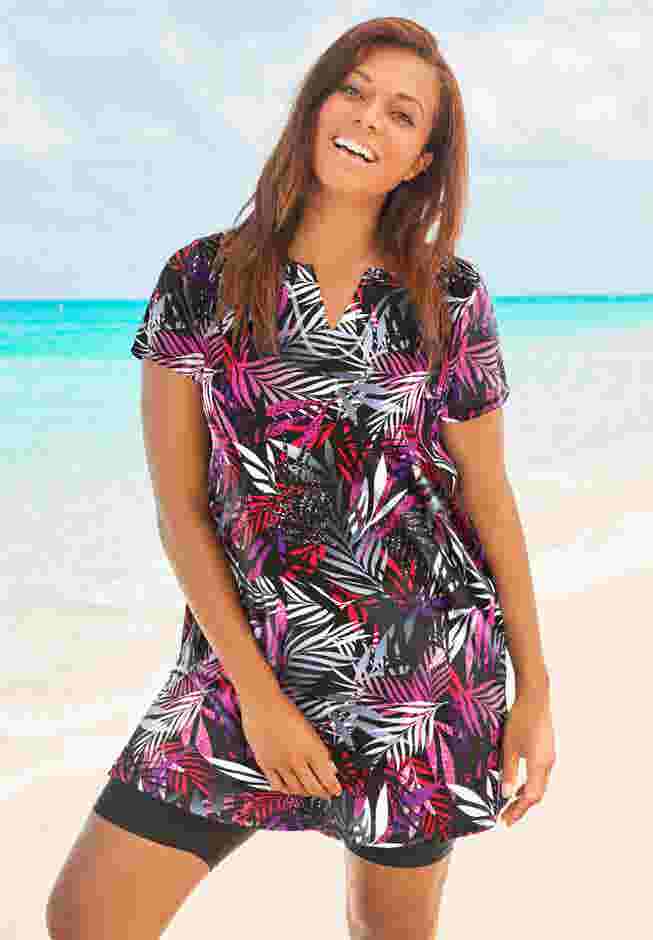 Longer Length Short-Sleeve Swim Tunic image number 0