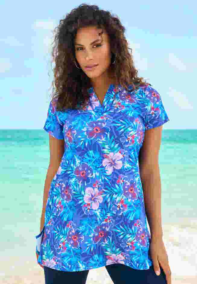 Longer Length Short-Sleeve Swim Tunic image number 0