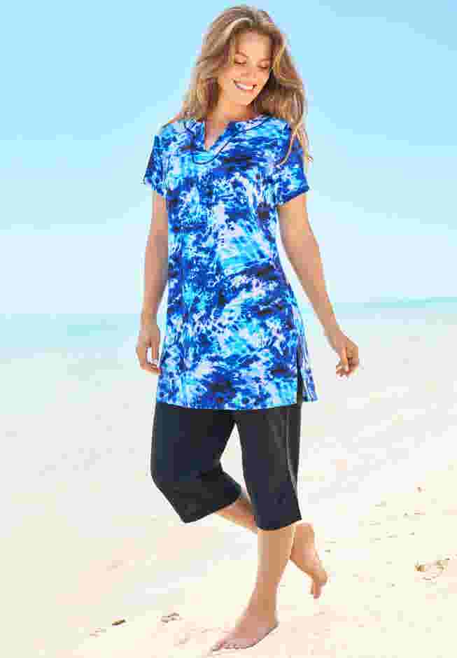 Longer Length Short-Sleeve Swim Tunic image number 0