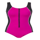 Zip-Front One-Piece with Tummy Control image number null