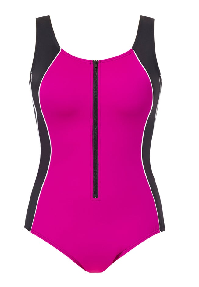 Zip-Front One-Piece with Tummy Control image number 3