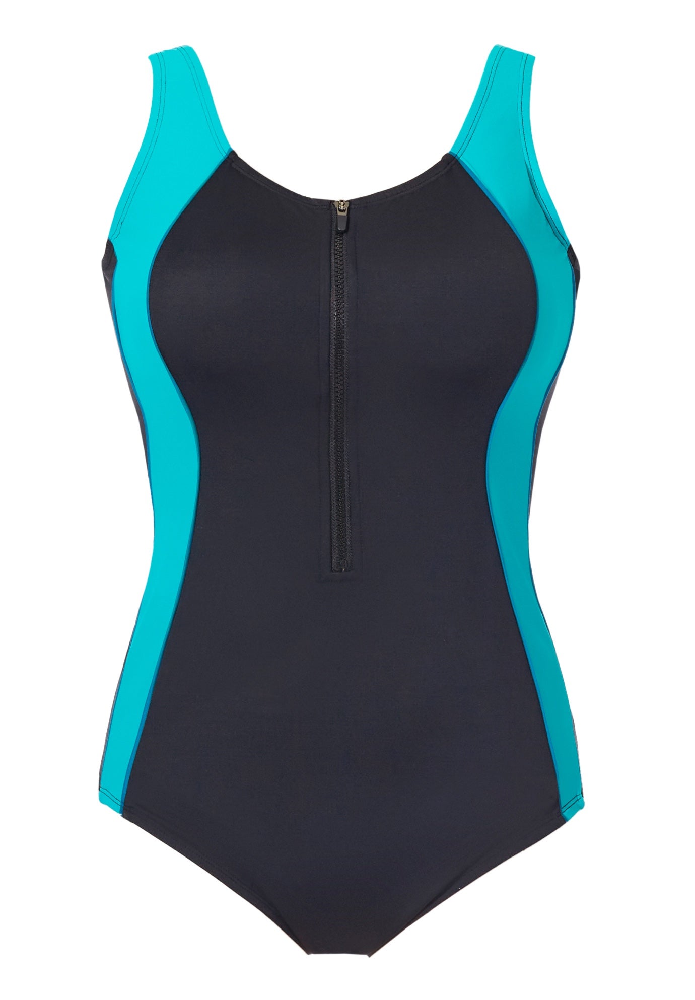 Zip-Front One-Piece with Tummy Control image number 3