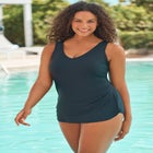 Sarong V-Neck Tummy Control One-Piece Swimsuit image number null