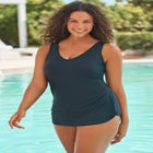 Sarong V-Neck Tummy Control One-Piece Swimsuit image number null