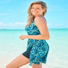 Side-Slit Swim Dress image number null