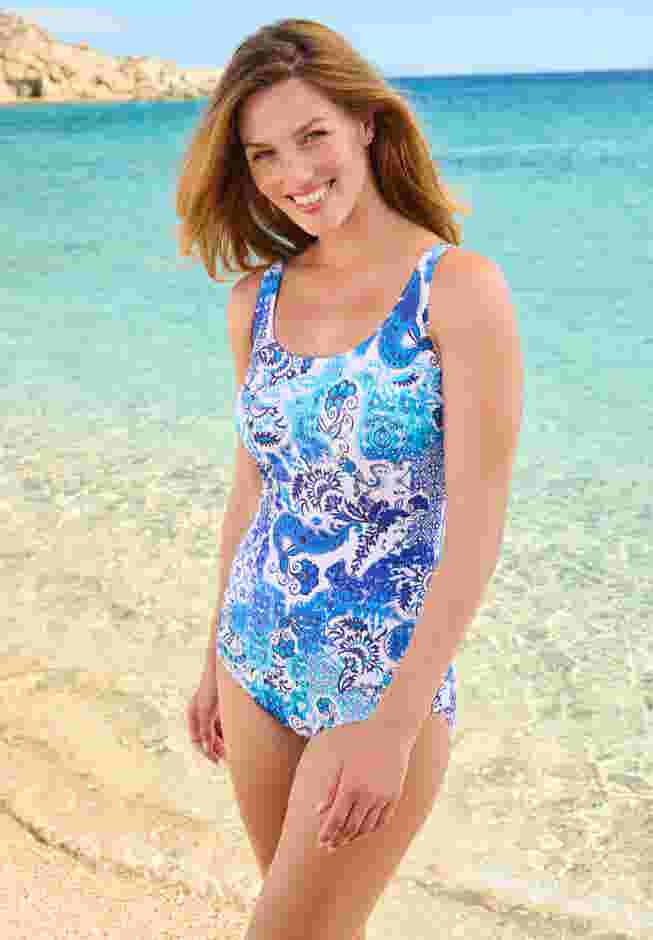One-Piece Tank Swimsuit with Adjustable Straps image number 0