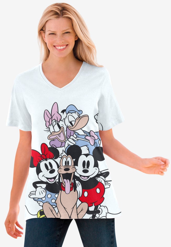 Disney Off White Mickey & Friends V-neck Tee image number null