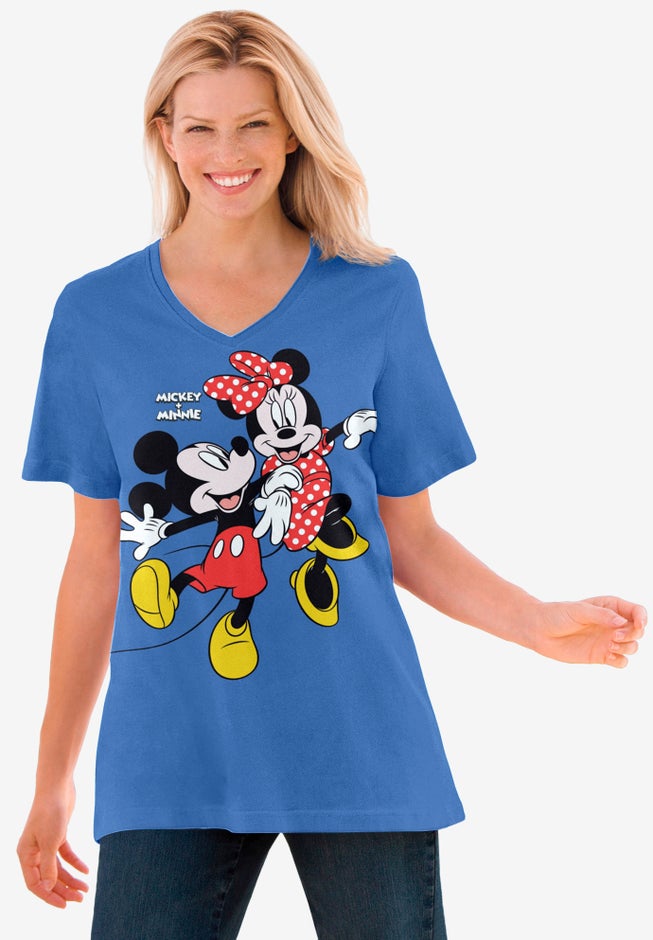 Disney Dark Blue Mickey Minnie V-neck Tee image number null