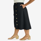 Knit Crepe Side Button Midi Skirt image number null