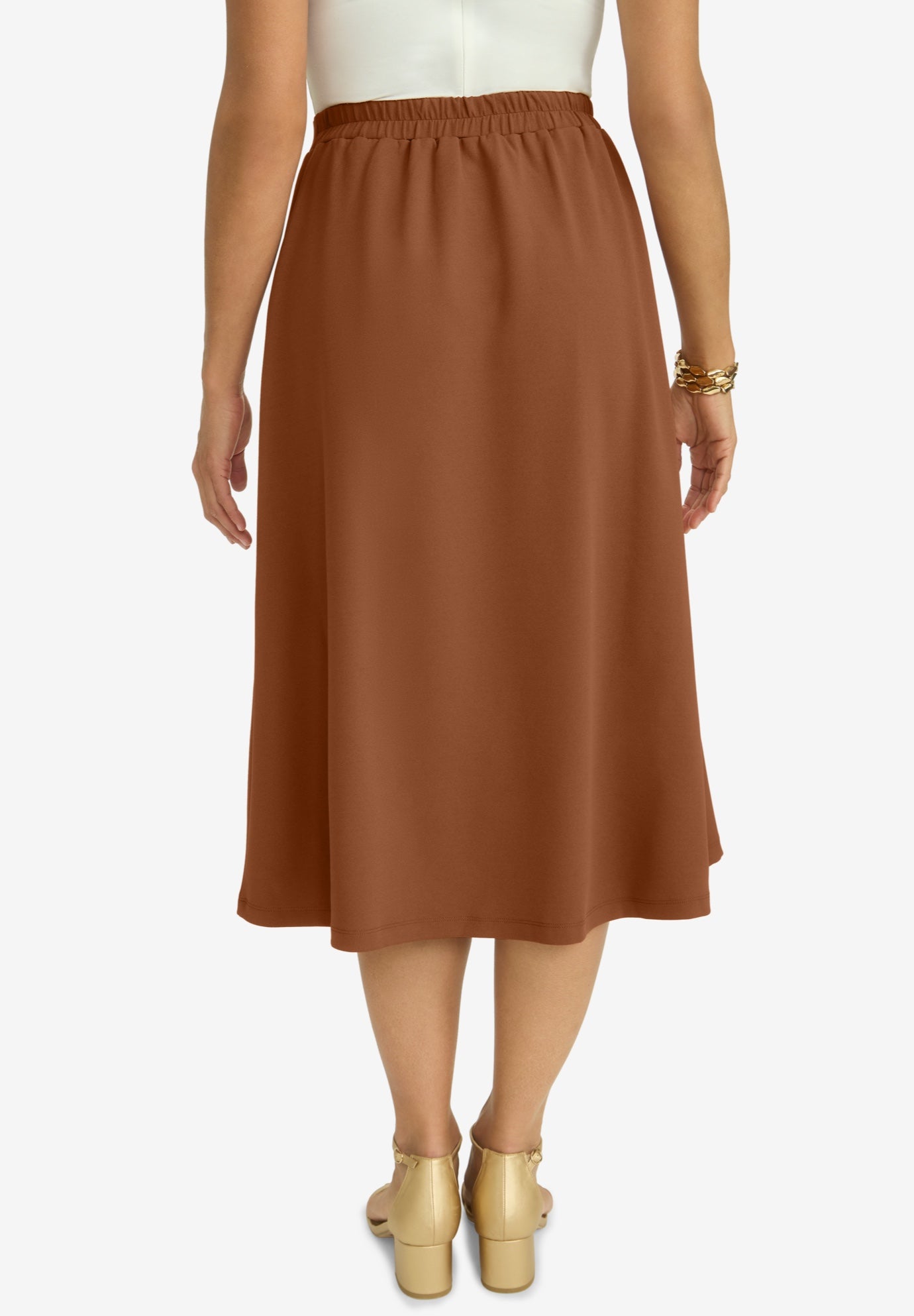 Knit Crepe Side Button Midi Skirt image number 1