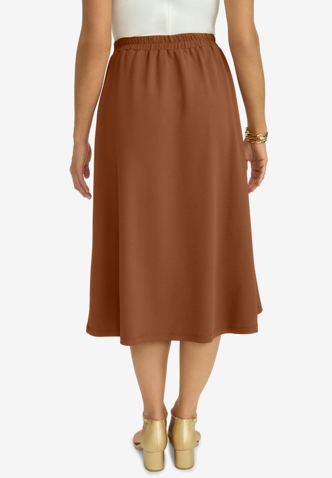 Knit Crepe Side Button Midi Skirt image number 1