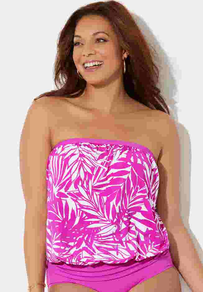 Bandeau Blouson Tankini Top image number 2