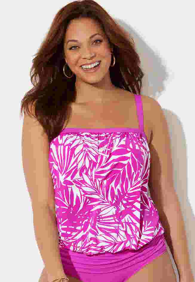 Bandeau Blouson Tankini Top image number 3