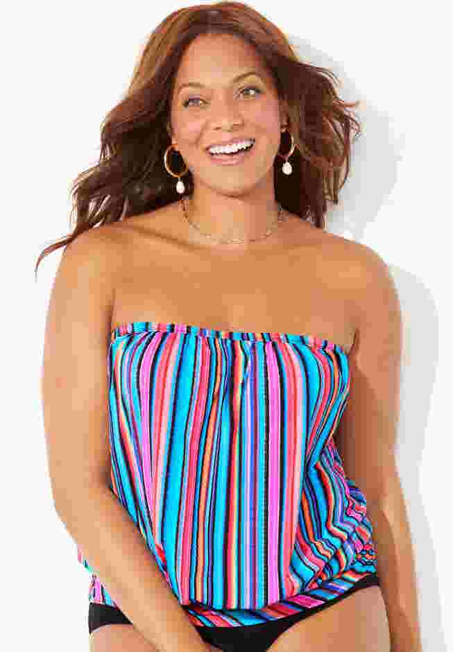 Bandeau Blouson Tankini Top image number 0