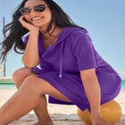 Hooded Terry Swim Cover Up image number null
