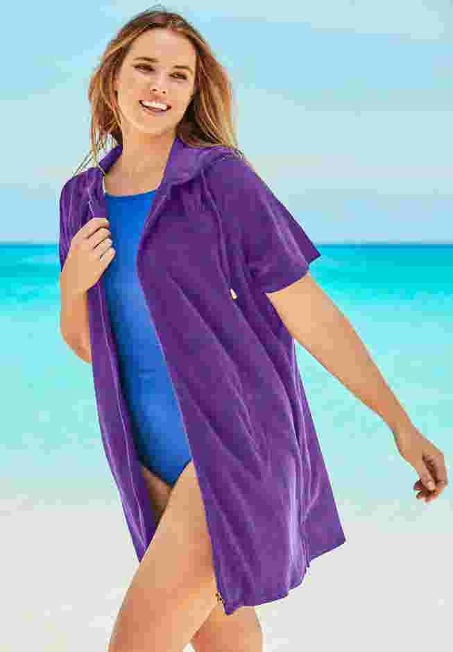 Hooded Terry Swim Cover Up image number 3