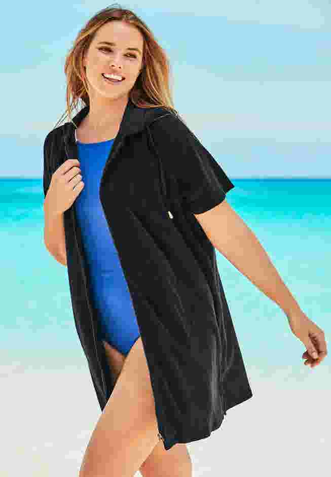 Hooded Terry Swim Cover Up image number 3