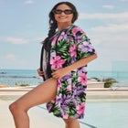 Hooded Terry Swim Cover Up image number null