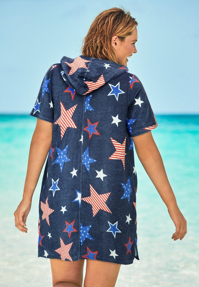 Hooded Terry Swim Cover Up image number 1