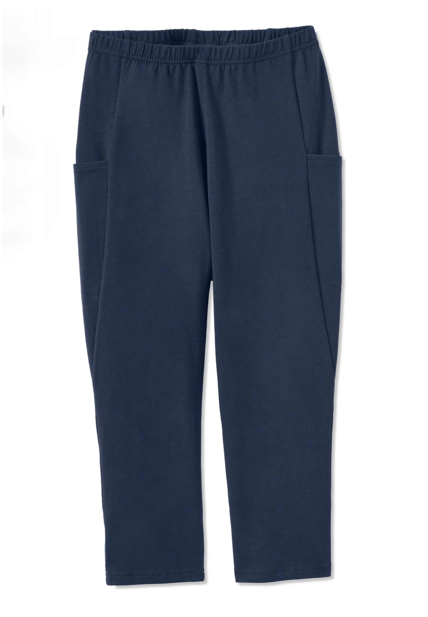 Stretch-Cotton Knit Pull-On Pocket Capri Leggings image number 3