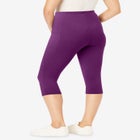 Stretch-Cotton Knit Pull-On Pocket Capri Leggings image number null