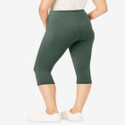 Stretch-Cotton Knit Pull-On Pocket Capri Leggings image number null