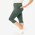 Stretch-Cotton Knit Pull-On Pocket Capri Leggings image number null