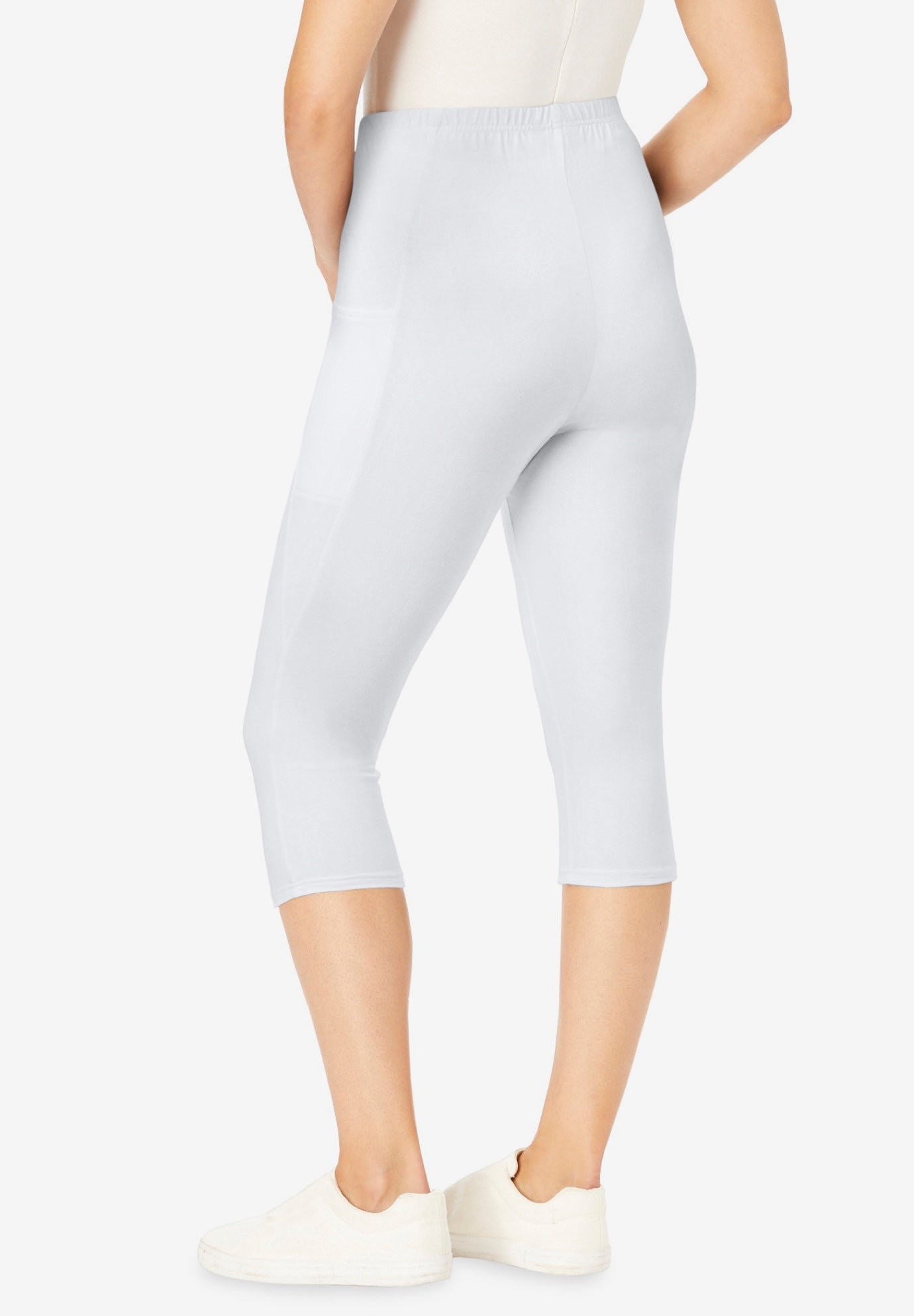 Stretch-Cotton Knit Pull-On Pocket Capri Leggings image number 1