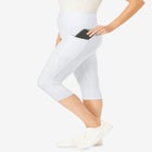 Stretch-Cotton Knit Pull-On Pocket Capri Leggings image number null