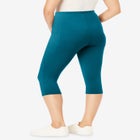 Stretch-Cotton Knit Pull-On Pocket Capri Leggings image number null