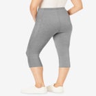Stretch-Cotton Knit Pull-On Pocket Capri Leggings image number null