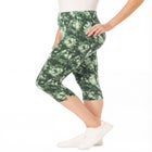 Stretch-Cotton Knit Pull-On Pocket Capri Leggings image number null