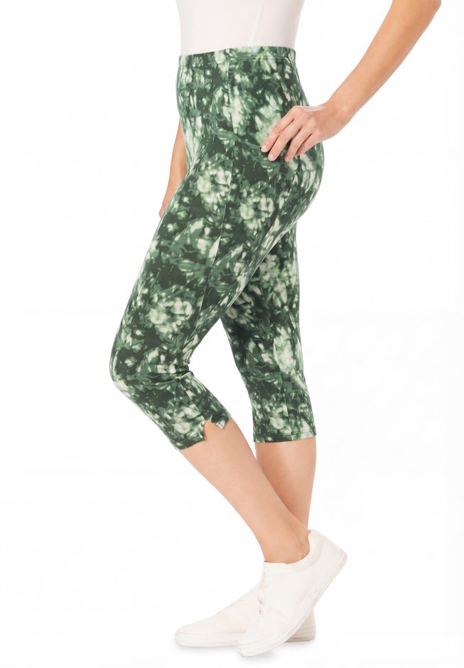 Stretch-Cotton Knit Pull-On Pocket Capri Leggings image number 2